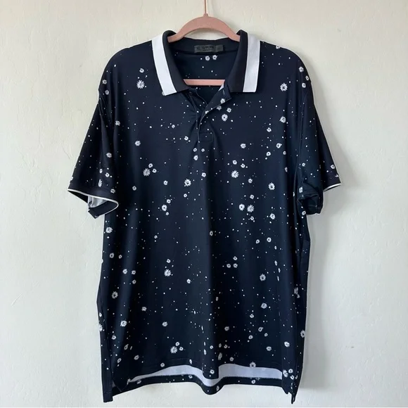 G/FORE Navy Splatter Print Short Sleeve Golf Polo Extra Large - Picture 3 of 11